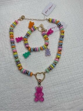 Betsey Johnson Multicolor Necklace & Bracelet Set with Gummy Bear Charms 💕